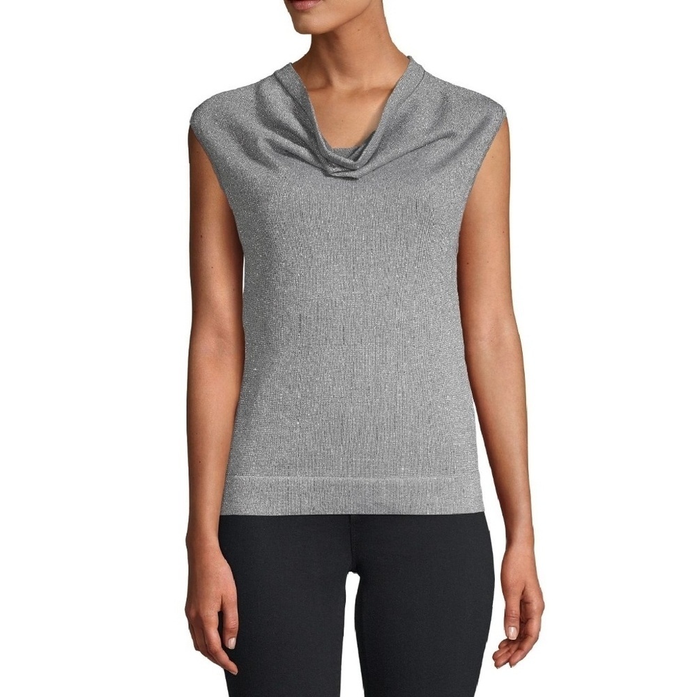 Prins Cowlneck Sleeveless Pullover Sweater Gray
